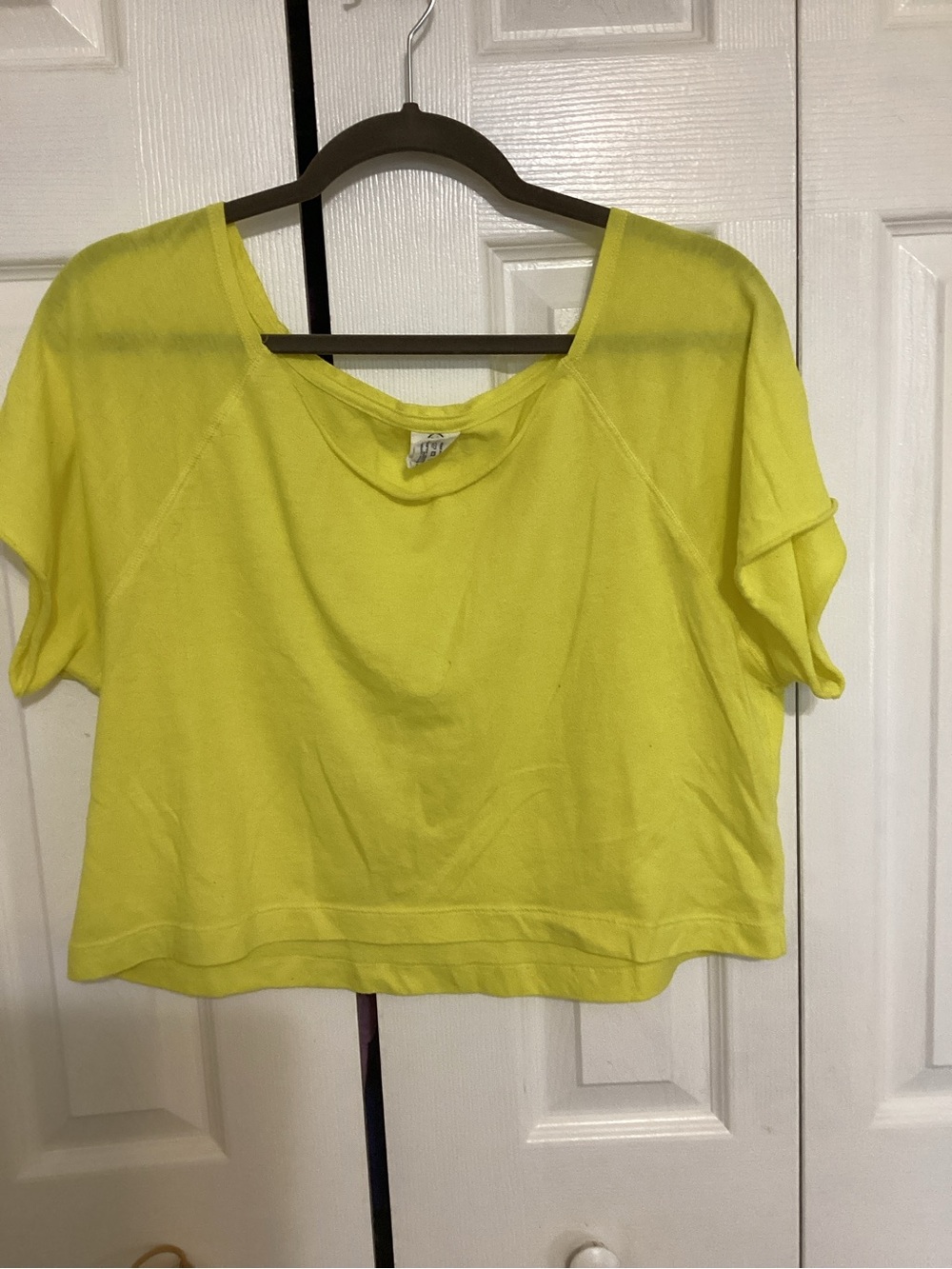 PINK Victoria's Secret Neon Yellow Cropped Tee